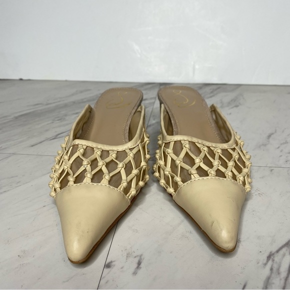 Sam Edelman Synder Eggshell Faux Leather Pointy Toe Mule 6 1/2 M - Picture 2 of 14